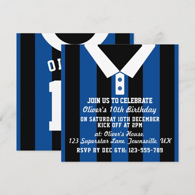 Invitation La partie orientée de Jersey de football invite le (Devant / Derrière)