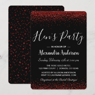 Invitation La Parties scintillant de Rose rouge Sparkle Hen's