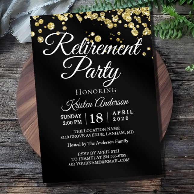 Invitation La Parties scintillant d'or moderne étincelle la f (Créateur téléchargé)