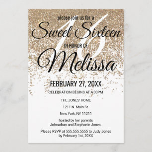 Invitation La Parties scintillant dorée scintille la sucrerie
