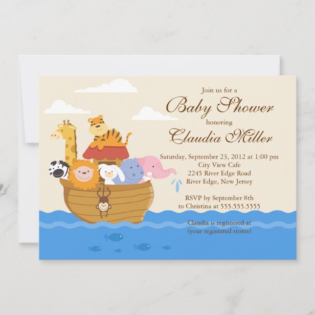 Invitation La petite fille Ark ou la petite douche de bébé Cu (Devant)