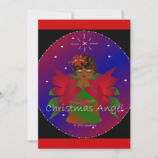 Invitation La petite fille de l'Ange de Noël afro-américain p (Devant)