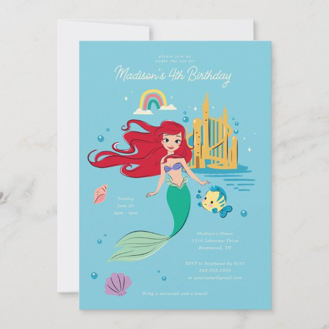 Invitation La Petite Sirène | Sous les filles de la mer Anniv (Devant)