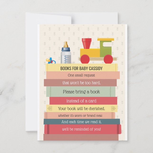 Invitation La pile de livres apporte un Baby shower de livre (Devant)