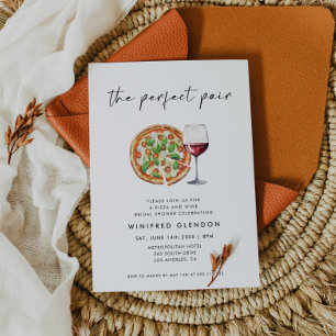 Invitation La Pizza et la Fête des mariées de vin parfaits