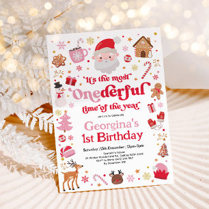 Invitation La plupart du temps de Noël Fille de Noël 1er anni