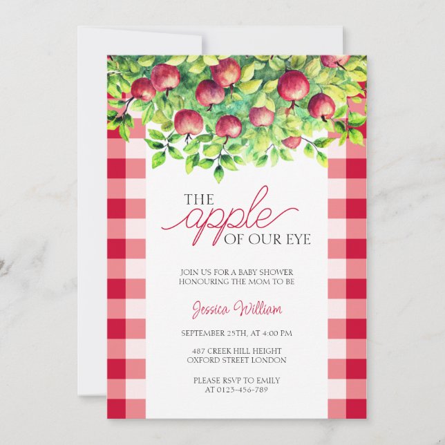 Invitation La pomme de notre Baby shower d'action de grâces o (Devant)