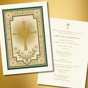 Invitation La première communion est l'Eucharistie d'or