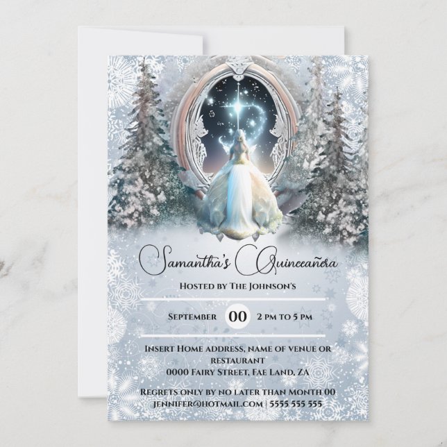 Invitation La princesse de conte de fée d'hiver enchantée por (Devant)