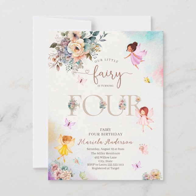 Invitation La princesse de la fée de fleurs magiques tourne q (Devant)