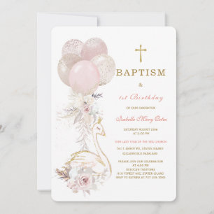 Invitation La Princesse des Cygnes Baptême et Premier Anniver