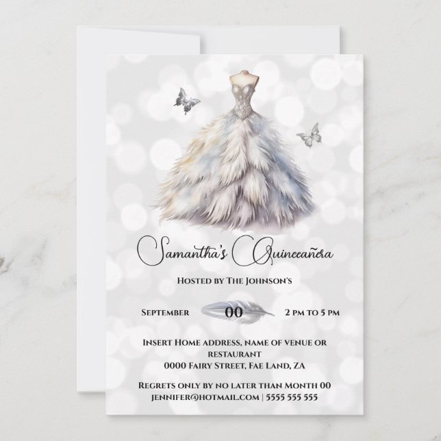 Invitation La princesse d'hiver Quinceañera imaginaire lune c (Devant)
