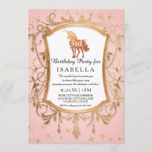 Invitation La princesse Rose Gold de la fête d'anniversaire d
