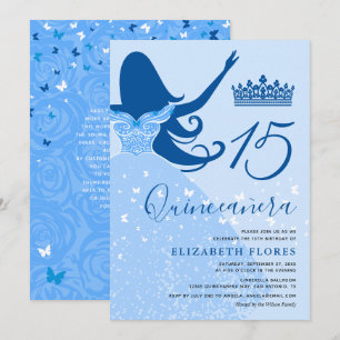 Invitation La Quincennera Bleue Royale Bleue Lumière Moderne