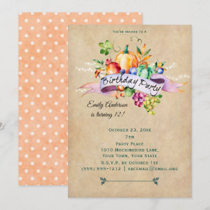 Invitation La récolte d'automne allume l'anniversaire