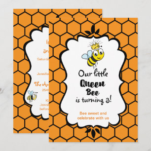 Invitation La reine Bee mignonne Bumble Bee avec la couronne 