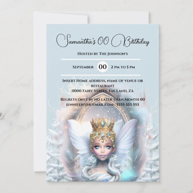 Invitation La reine des neiges hivernal merveilleland portail (Devant)