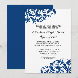 Invitation La Réunion de classe de Flourish de bleu marine et