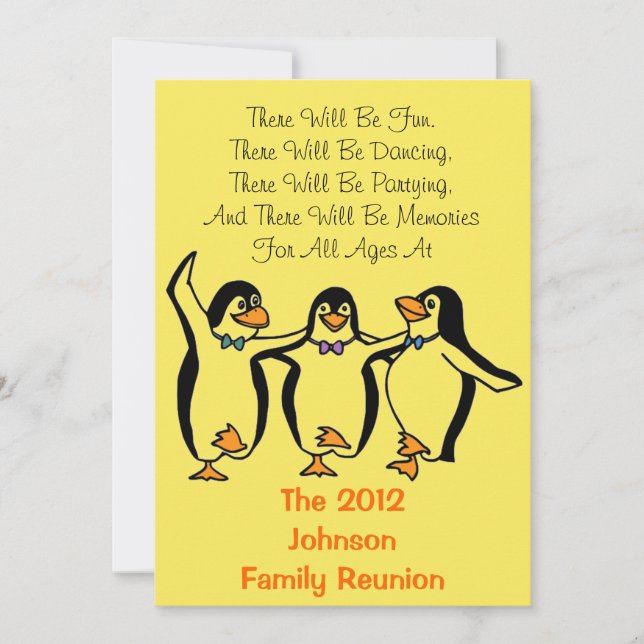 Invitation La Réunion de famille de fête de pingouins drôles (Devant)