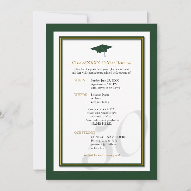 Invitation La Réunion personnalisable de classe de 50 ans (Devant)