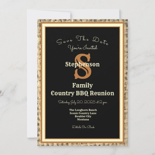 Invitation La Réunion rustique de BBQ de pays (Devant)