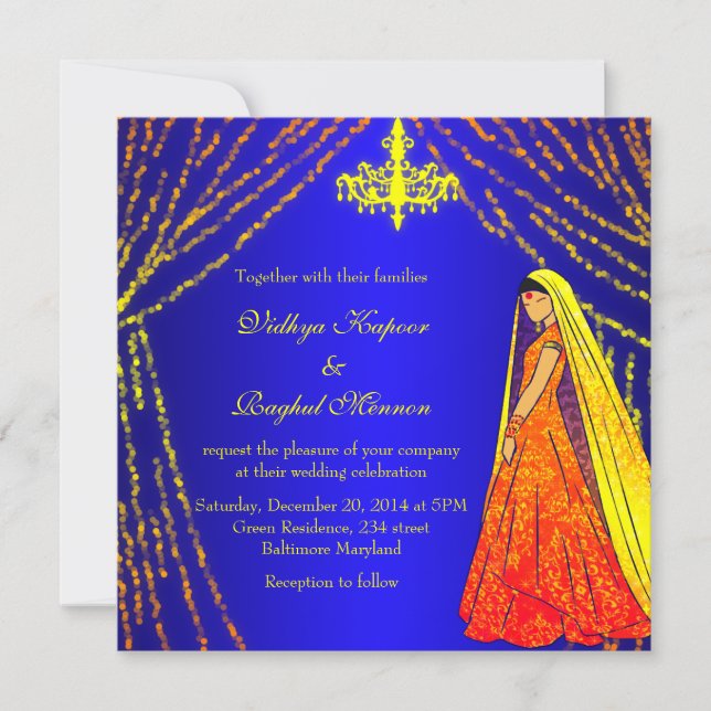 Invitation La robe de mariage élégante allume l'invitation de (Devant)