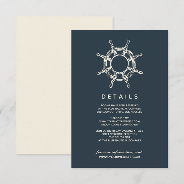 Invitation La roue du navire bleu | Détails de l'invité Maria (Devant / Derrière)