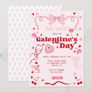 Invitation La Saint-Galentin Coquette Vintage rose