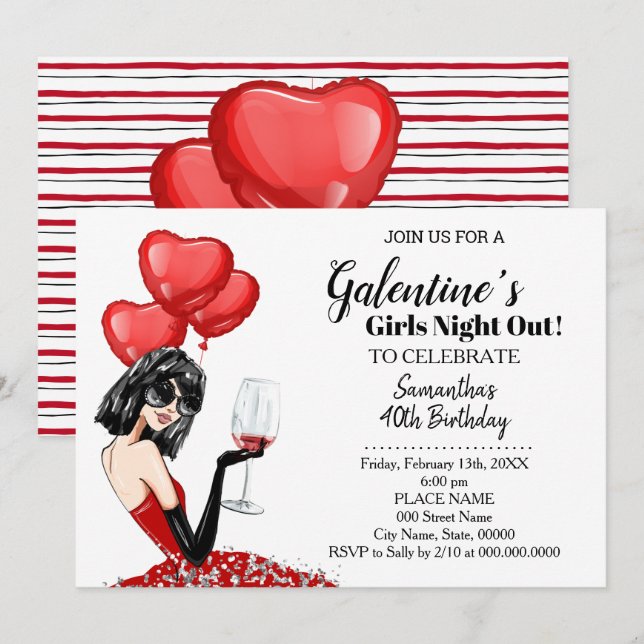 Invitation La Saint-Galentin, fête des filles (Devant / Derrière)