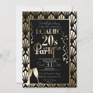 Invitation La Saint-Sylvestre Roaring 20s Art Déco Or