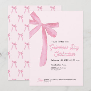 Invitation La Saint-Valentin entre copines : nœud ruban rose