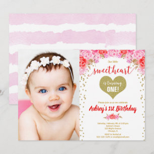 Invitation La Saint Valentin, petite photo d'anniversaire