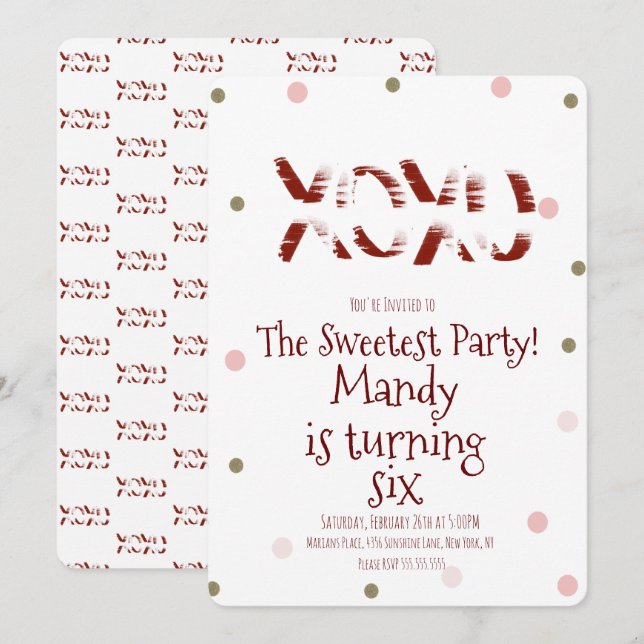 Invitation La Saint-Valentin XOXO Câlins Baisers Confettis Po (Devant / Derrière)