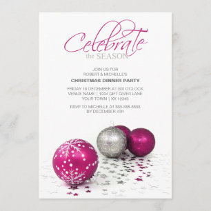 Invitation La saison des Baubles pourpres festives