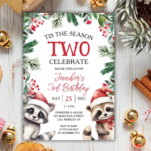 Invitation La saison deux | Raccoons Noël 2 Anniversaire (Créateur téléchargé)