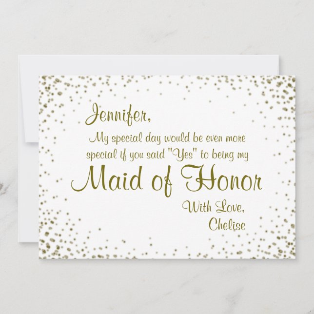 Invitation La servante d'honneur | Gold Confetti (Devant)