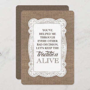 Invitation La servante d'honneur Rustic Funny