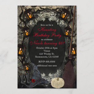 Invitation La Sorcière Élégante Fête d'anniversaire Halloween