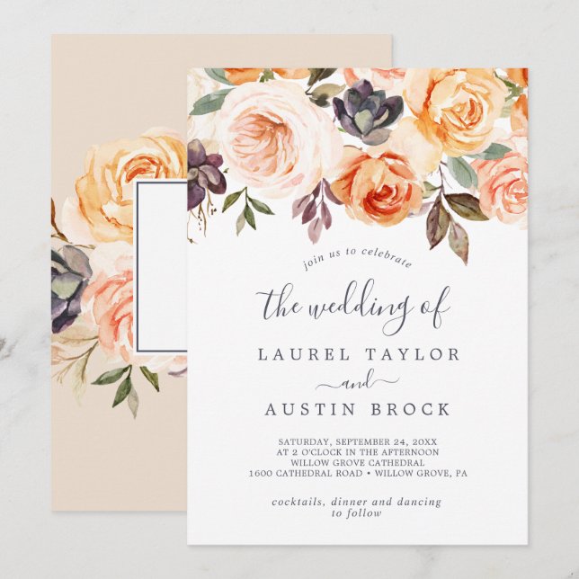Invitation La Terre Rustique Florale Le Mariage De (Devant / Derrière)