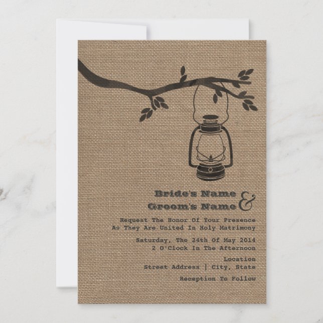 Invitation La toile de jute a inspiré le mariage (Devant)