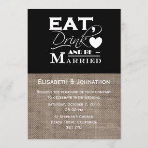 Invitation La toile de jute mangent la boisson et soient