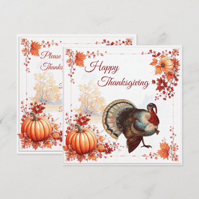 Invitation La Turquie patriotique Thanksgiving (Devant / Derrière)