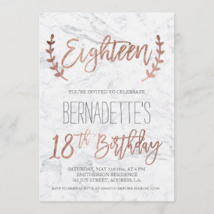 Invitation La typographie rose d'or fait varier le pas du