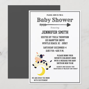 Invitation La Vache S'Est Jumelée Au-Dessus Du Baby shower De