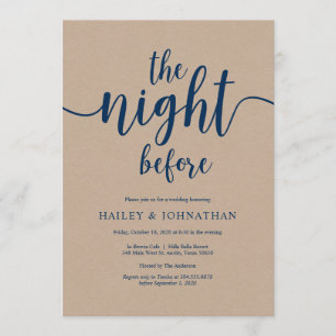 Invitation La veille, dîner de répétition de Navy Blue Kraft
