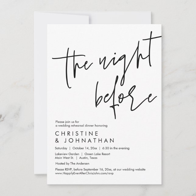 Invitation La veille, Dîner de répétition Mariage (Devant)