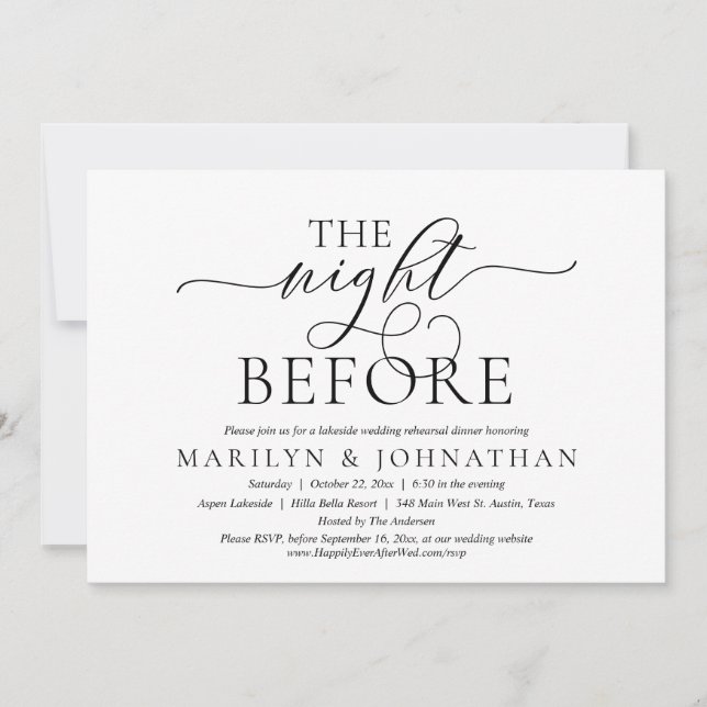 Invitation La veille, Dîner de répétition Mariage (Devant)