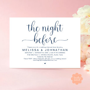 Invitation La veille, Dîner de répétition Mariage Invitat