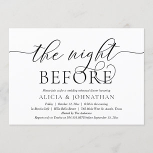 Invitation La veille, Dîner De Répétition Mariage Moderne