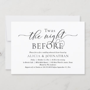 Invitation La veille, Dîner De Répétition Mariage Moderne
